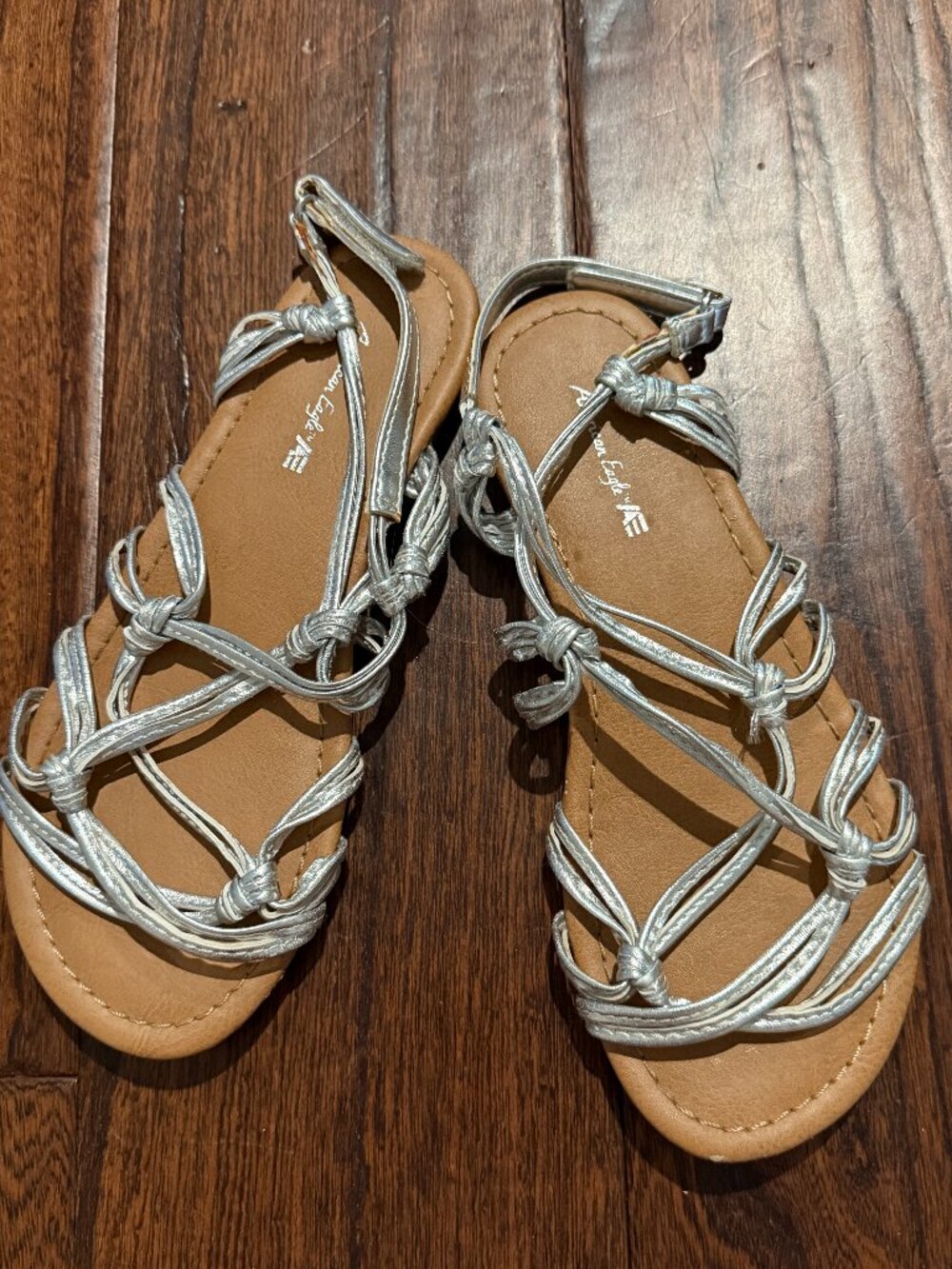 American Eagle Strap Silver Sandals Size 1